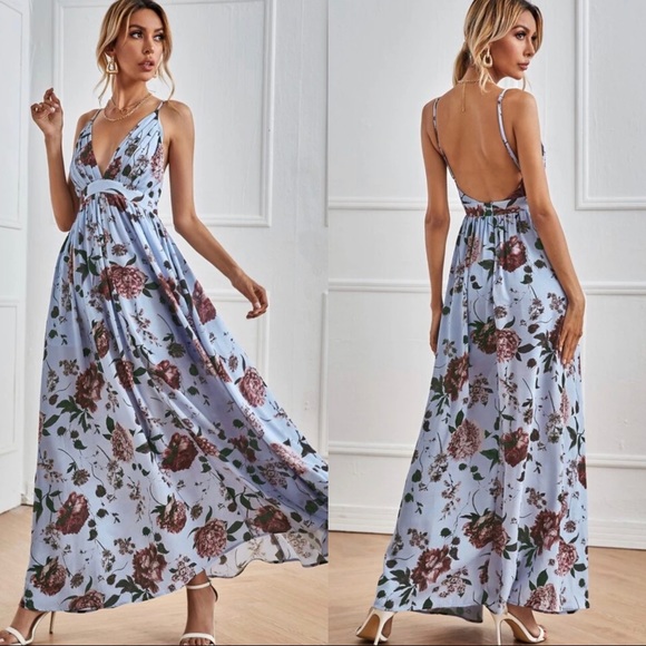Dresses & Skirts - backless floral maxi dress